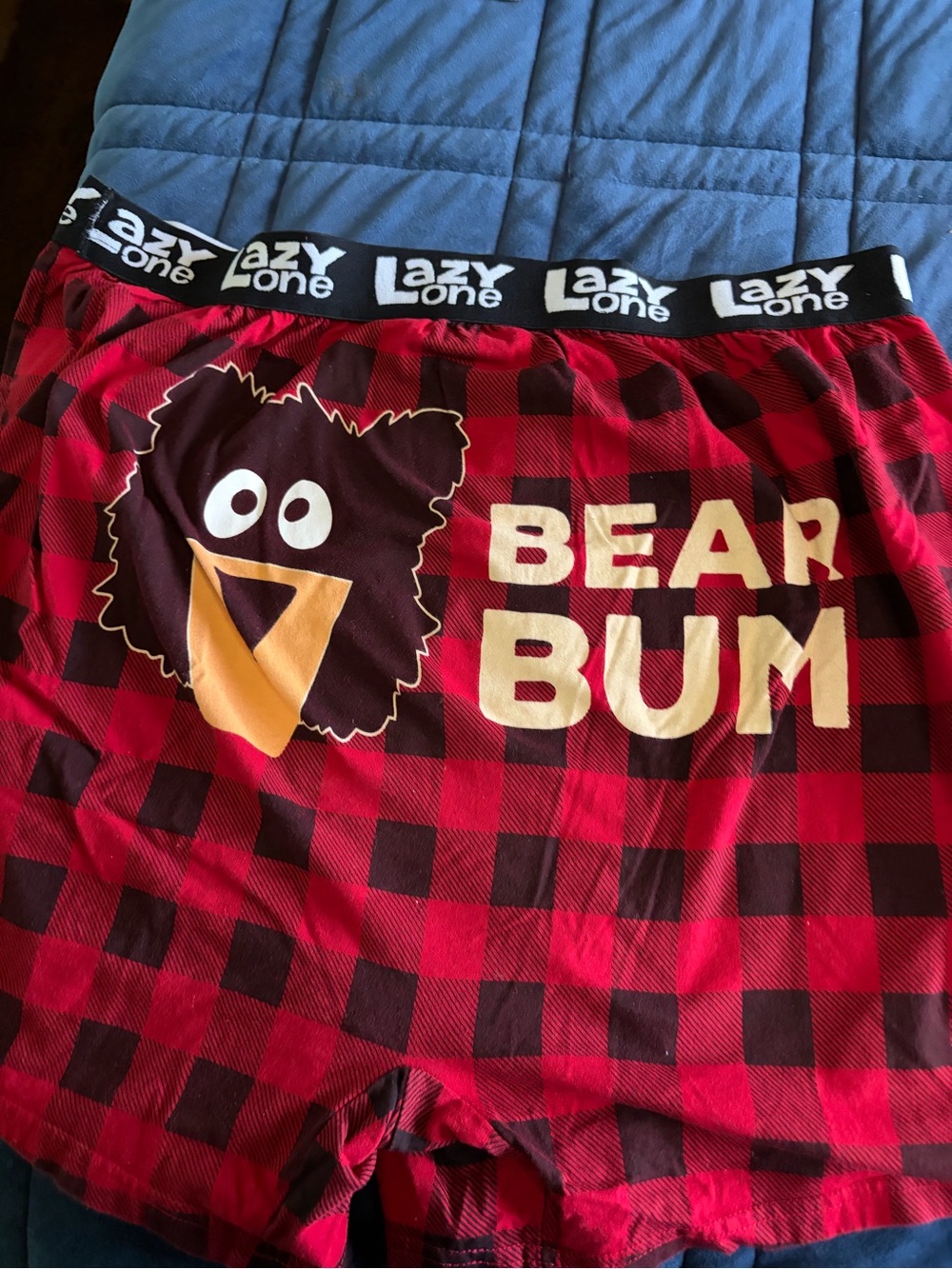 Lazy One XXL "Bear Bum" Red Plaid Pajama Shorts